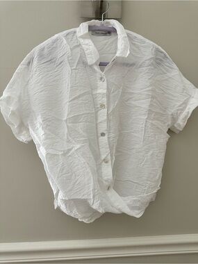 Cut Loose White Crinkle Button-Front Shirt XS